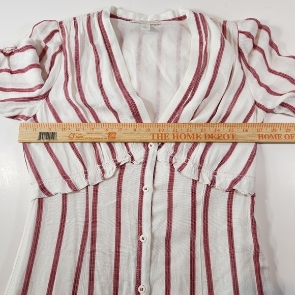 Chelsea & Violet Womens S Boho Maxi Summer Chic Dress Button Up White Red Stripe - Picture 9 of 12